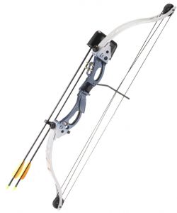 Лук блочный детский синий (квивер, 2 стрелы, напалечник, крага)